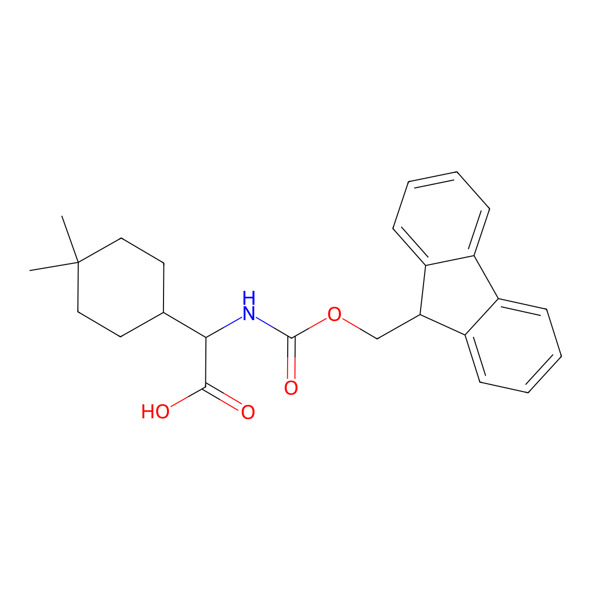 2-(4,4-dimethylcyclohexyl)-2-({[(9H-fluoren-9-yl)methoxy]carbonyl}amino)acetic acid molecular structure, CAS 1869510-63-3