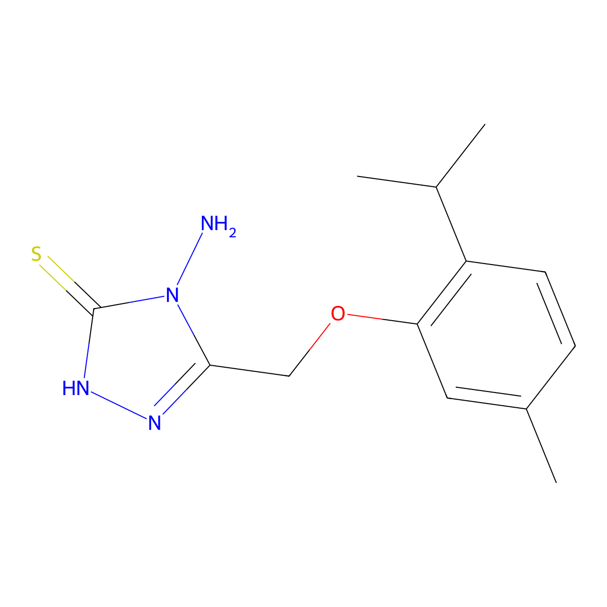 4-amino-5-[5-methyl-2-(propan-2-yl)phenoxymethyl]-4H-1,2,4-triazole-3-thiol molecular structure, CAS 186956-55-8