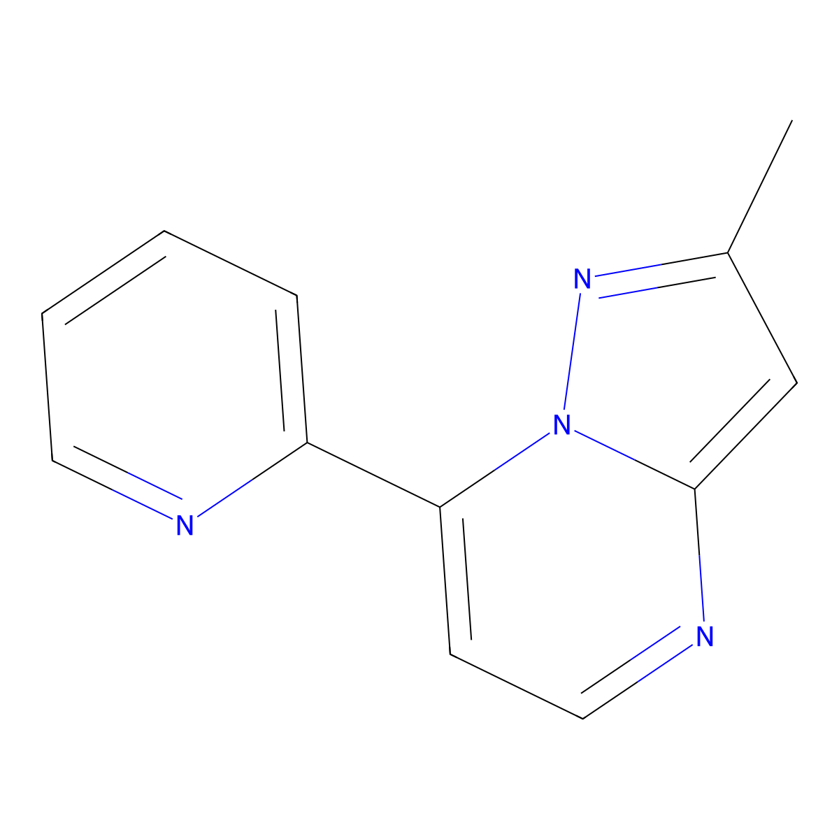 2-Methyl-7-(2-pyridinyl)pyrazolo[1,5-a]pyrimidine molecular structure, CAS 186956-71-8