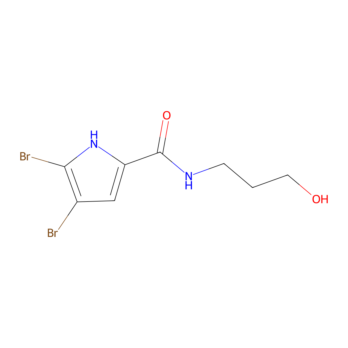 4,5-dibromo-N-(3-hydroxypropyl)-1H-pyrrole-2-carboxamide molecular structure, CAS 186956-98-9