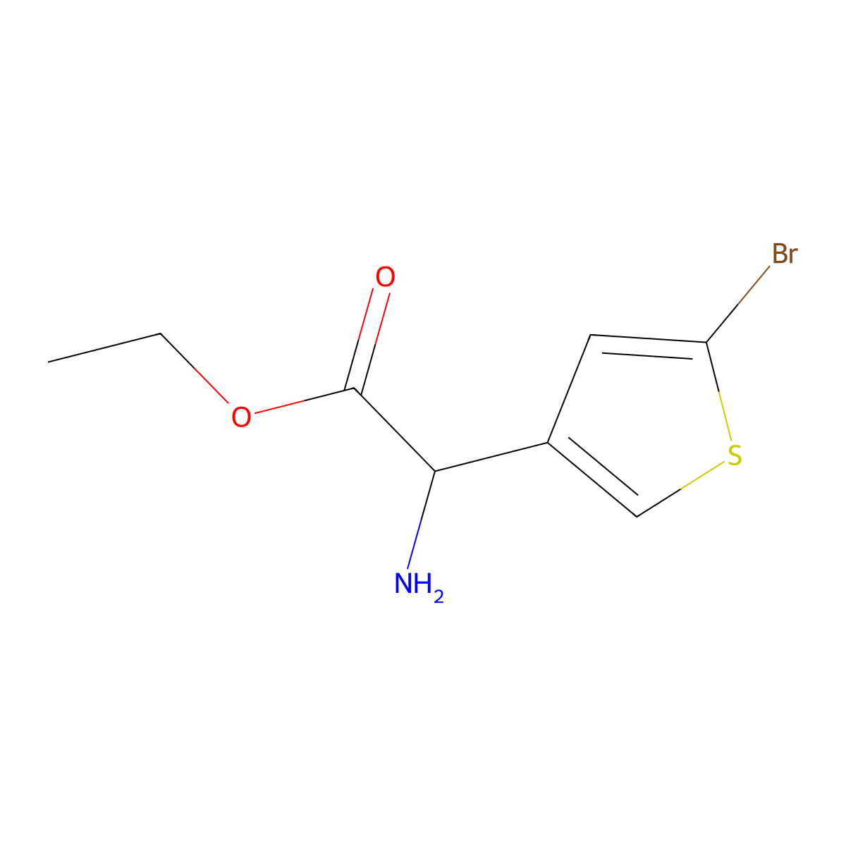 Ethyl 2-amino-2-(5-bromothiophen-3-yl)acetate molecular structure, CAS 1869565-76-3