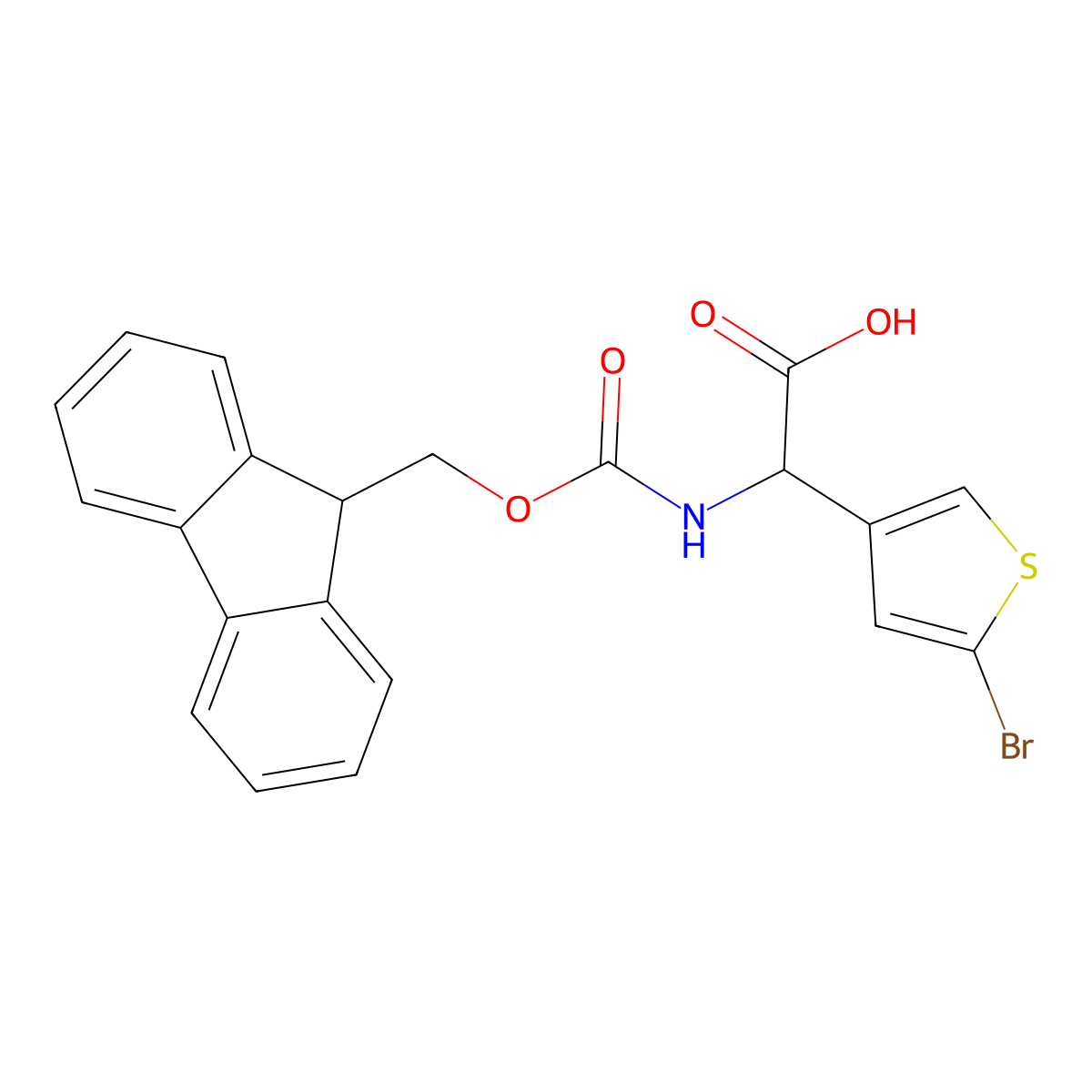2-(5-bromothiophen-3-yl)-2-({[(9H-fluoren-9-yl)methoxy]carbonyl}amino)acetic acid molecular structure, CAS 1869569-07-2