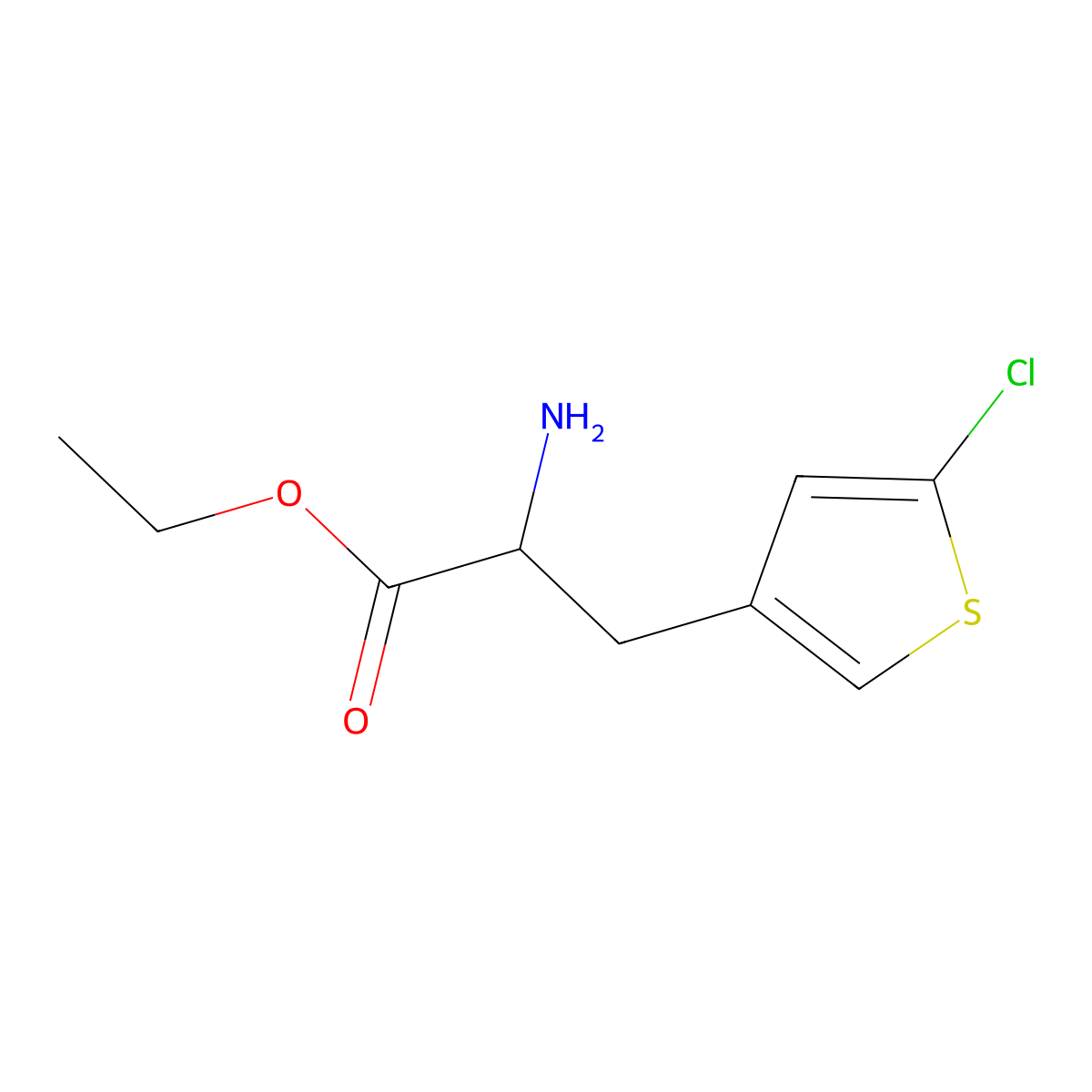 Ethyl 2-amino-3-(5-chlorothiophen-3-yl)propanoate molecular structure, CAS 1869569-93-6