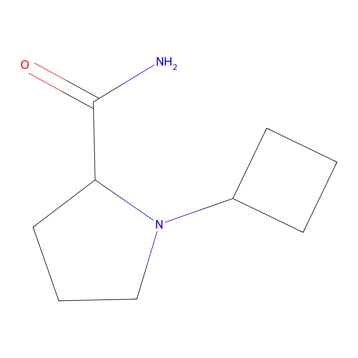 1-Cyclobutylpyrrolidine-2-carboxamide molecular structure, CAS 1869579-65-6