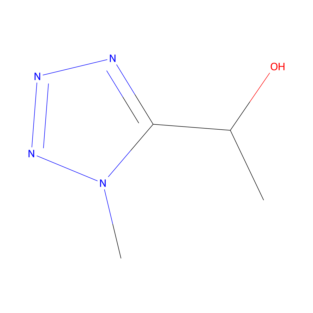 1-(1-methyl-1H-1,2,3,4-tetrazol-5-yl)ethan-1-ol molecular structure, CAS 186958-72-5