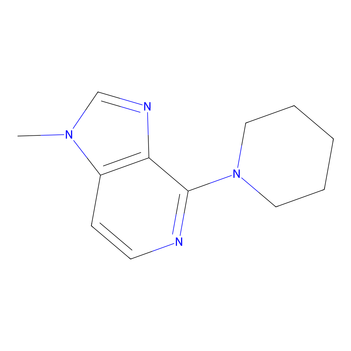 1-methyl-4-(1-piperidinyl)-1H-Imidazo[4,5-c]pyridine molecular structure, CAS 186958-89-4