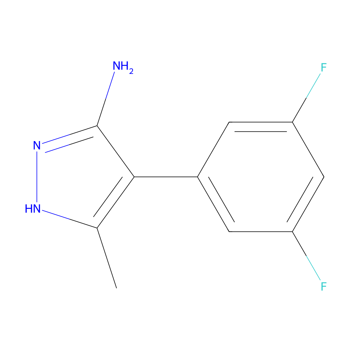 4-(3,5-difluorophenyl)-3-methyl-1H-pyrazol-5-amine molecular structure, CAS 1869616-64-7