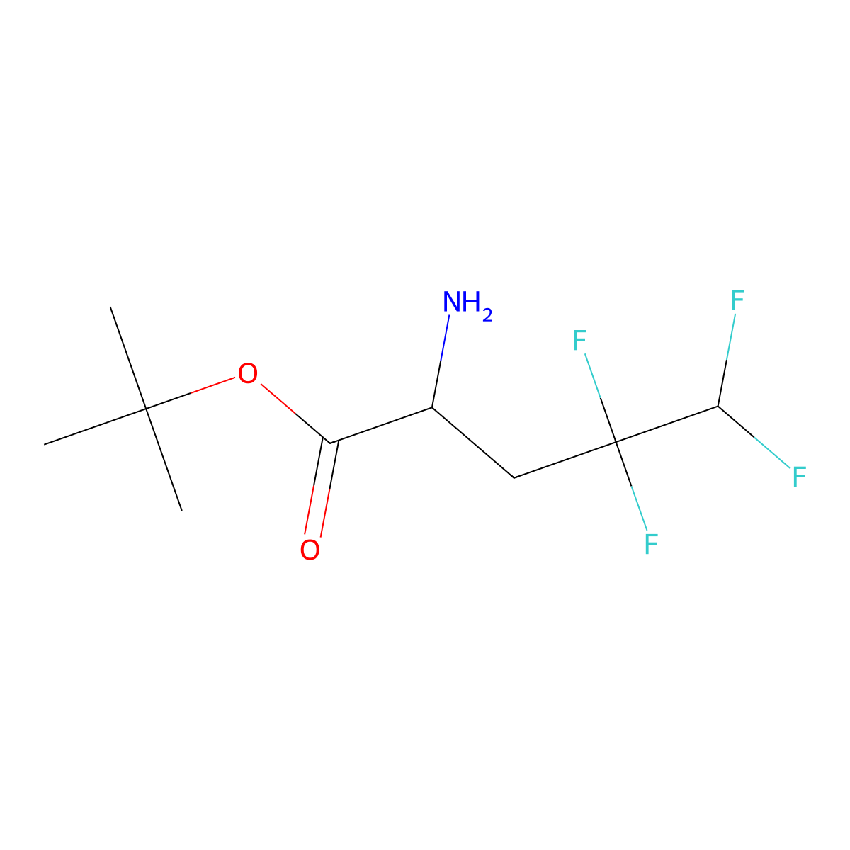 Tert-butyl 2-amino-4,4,5,5-tetrafluoropentanoate molecular structure, CAS 1869643-63-9