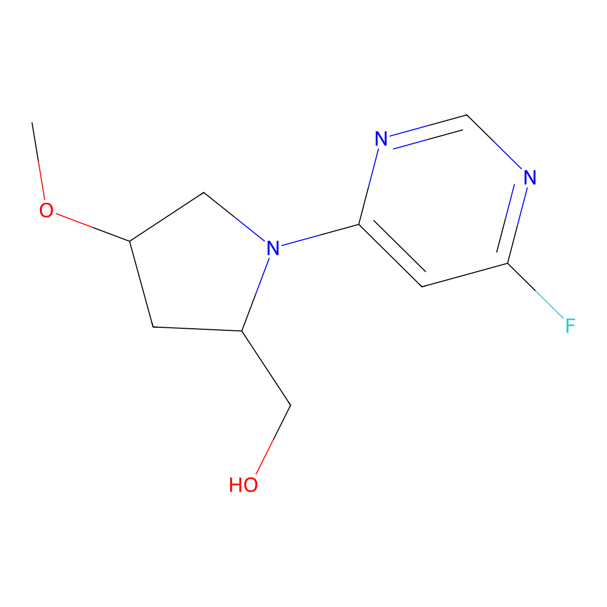 [1-(6-Fluoropyrimidin-4-yl)-4-methoxypyrrolidin-2-yl]methanol molecular structure, CAS 1869644-40-5