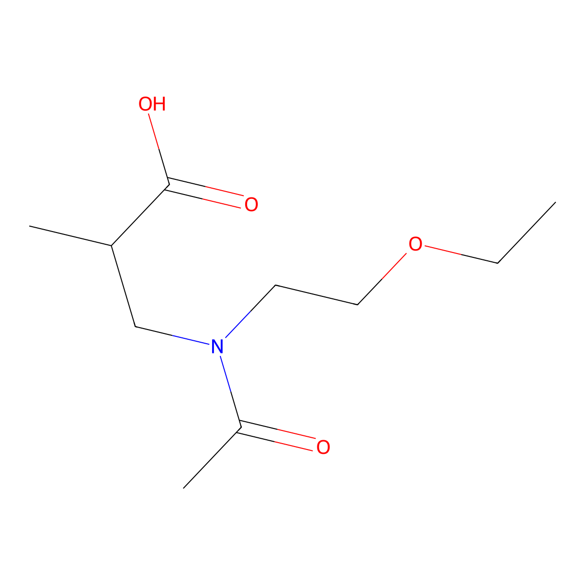 3-[N-(2-ethoxyethyl)acetamido]-2-methylpropanoic acid molecular structure, CAS 1869733-24-3