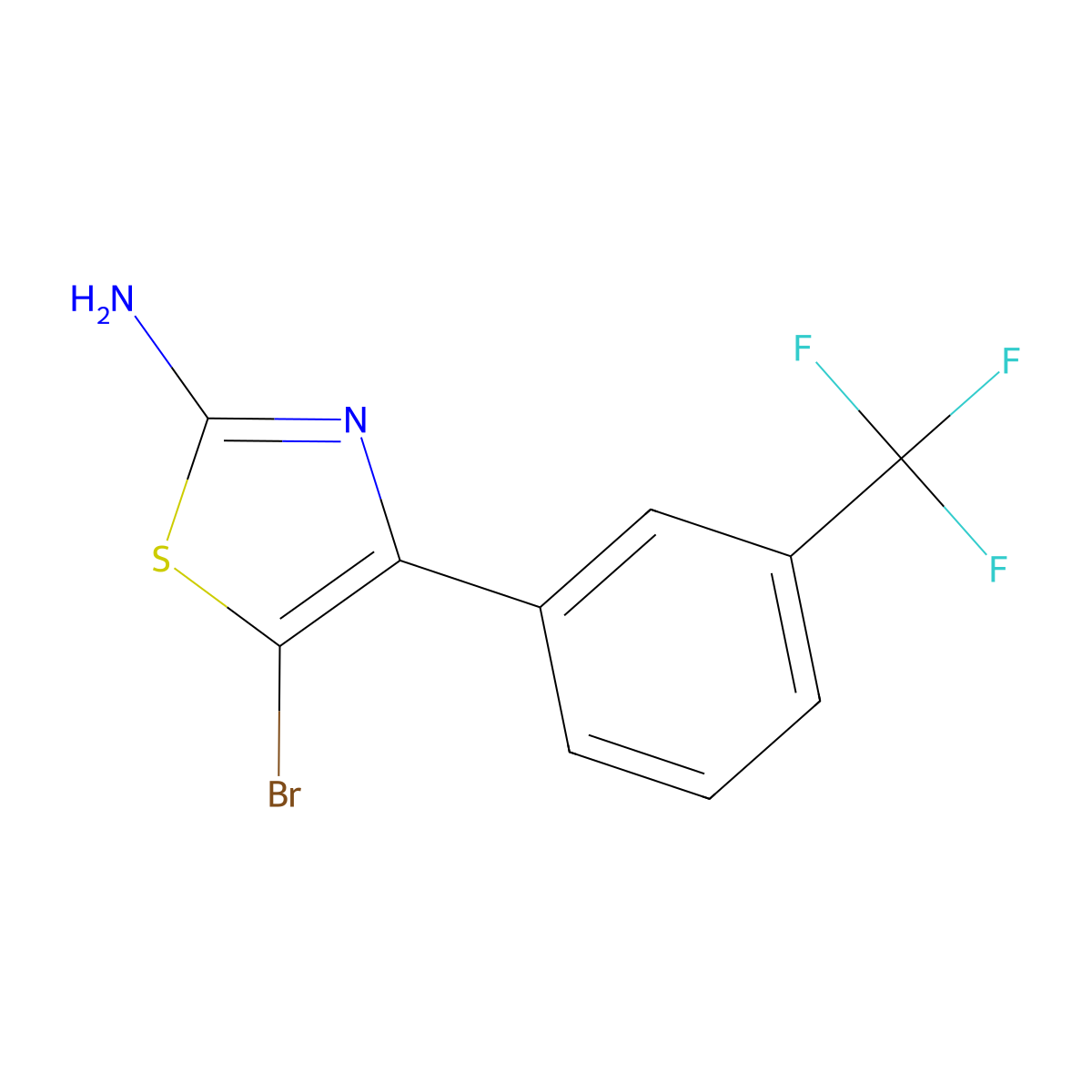 5-Bromo-4-(3-(trifluoromethyl)phenyl)thiazol-2-amine molecular structure, CAS 186982-44-5
