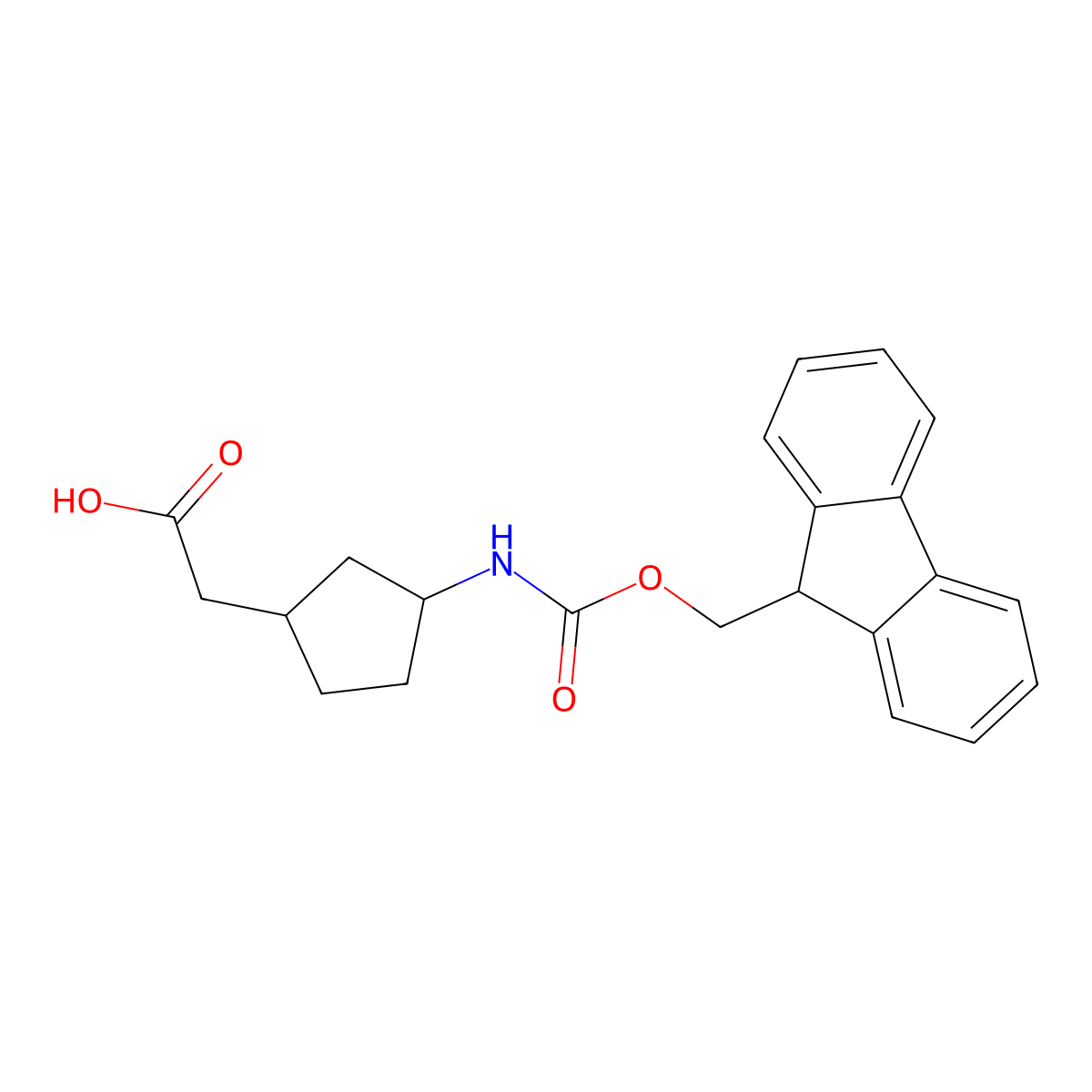 2-(3-((((9H-Fluoren-9-yl)methoxy)carbonyl)amino)cyclopentyl)acetic acid molecular structure, CAS 1869824-13-4