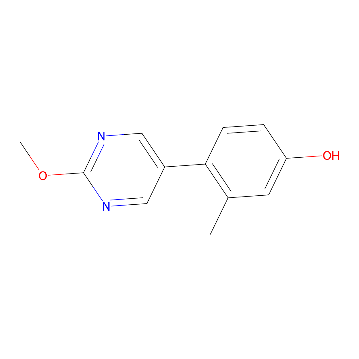 4-(2-Methoxy-5-pyrimidinyl)-3-methylphenol molecular structure, CAS 1869826-60-7
