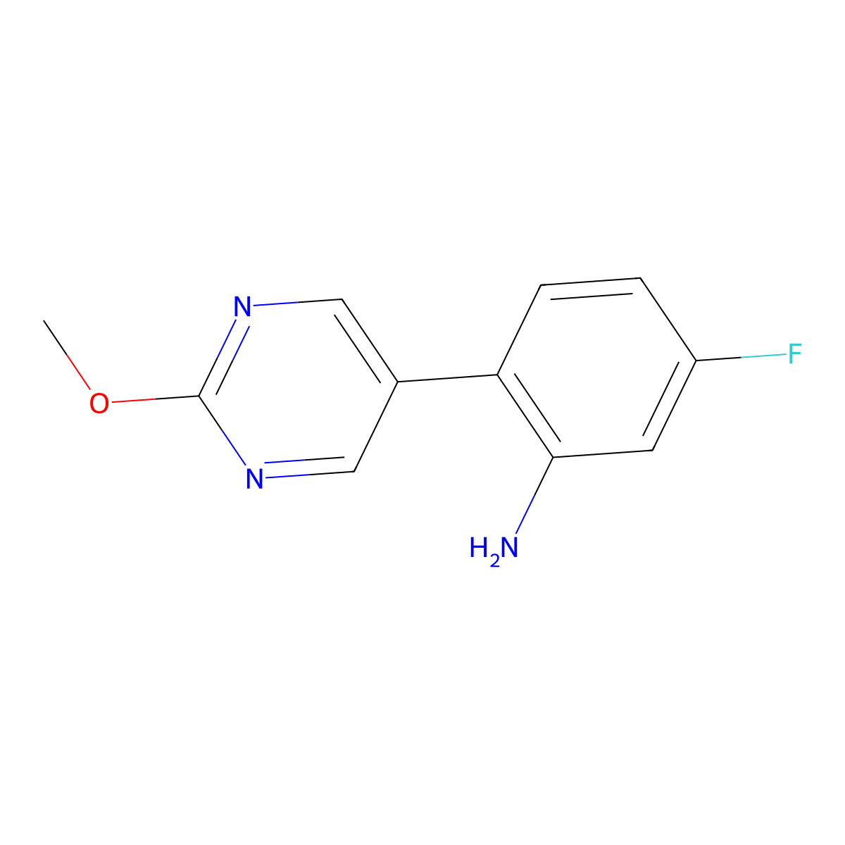 5-Fluoro-2-(2-methoxy-5-pyrimidinyl)benzenamine molecular structure, CAS 1869871-92-0
