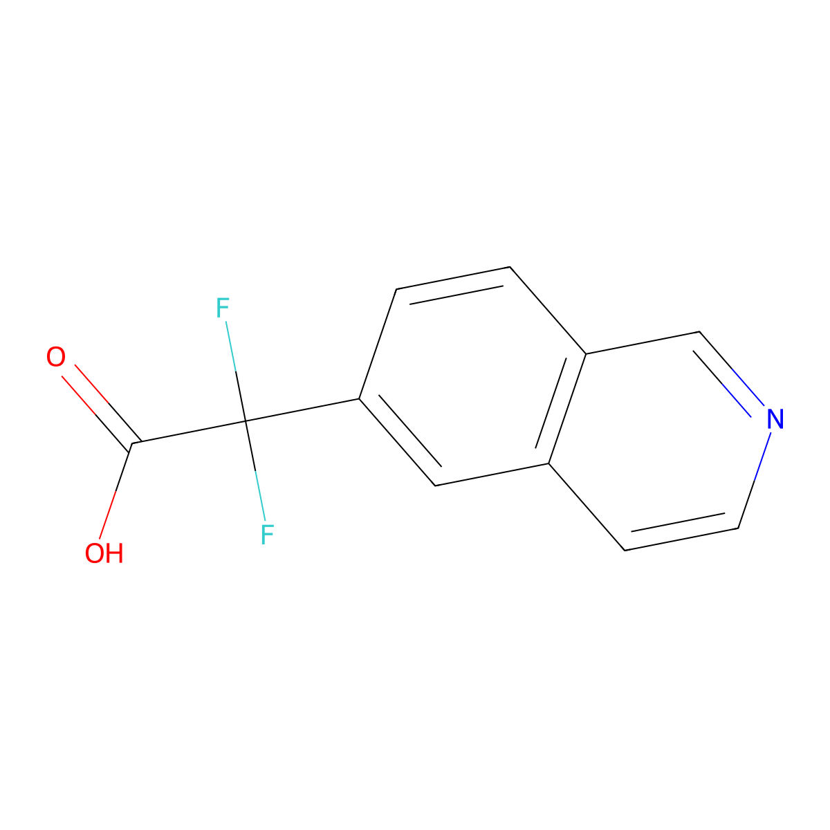 2,2-Difluoro-2-(isoquinolin-6-yl)acetic acid molecular structure, CAS 1869884-23-0