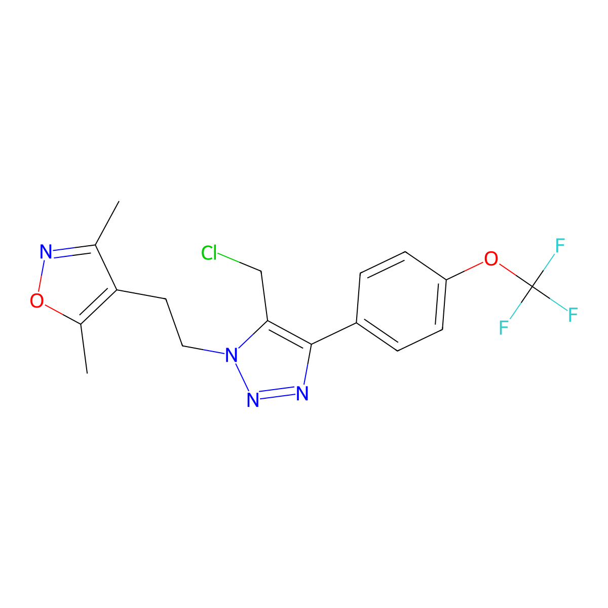 4-[2-[5-(Chloromethyl)-4-[4-(trifluoromethoxy)phenyl]triazol-1-yl]ethyl]-3,5-dimethyl-1,2-oxazole molecular structure, CAS 1869921-96-9
