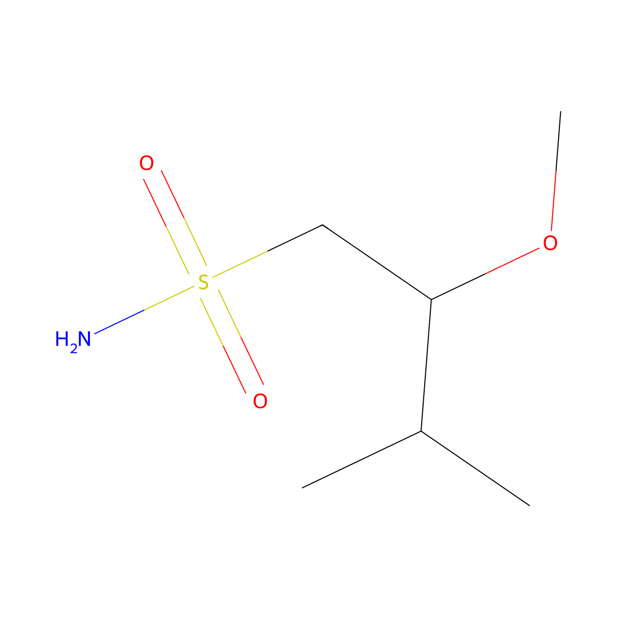 2-Methoxy-3-methylbutane-1-sulfonamide molecular structure, CAS 1869932-27-3