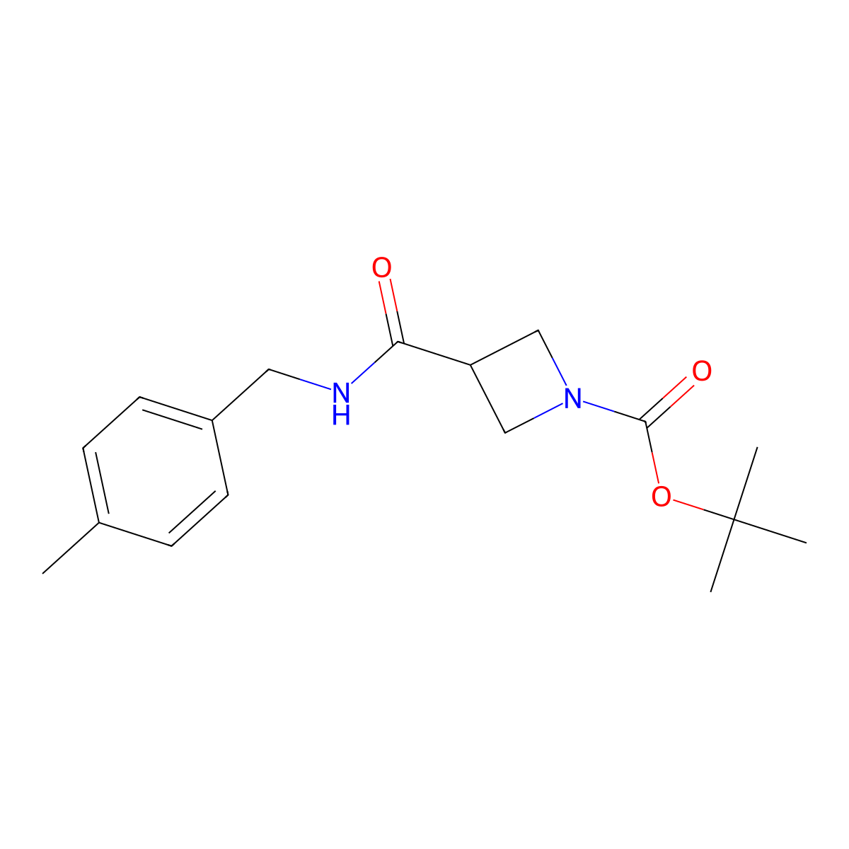 Tert-butyl 3-(4-methylbenzylcarbamoyl)azetidine-1-carboxylate molecular structure, CAS 1869955-98-5