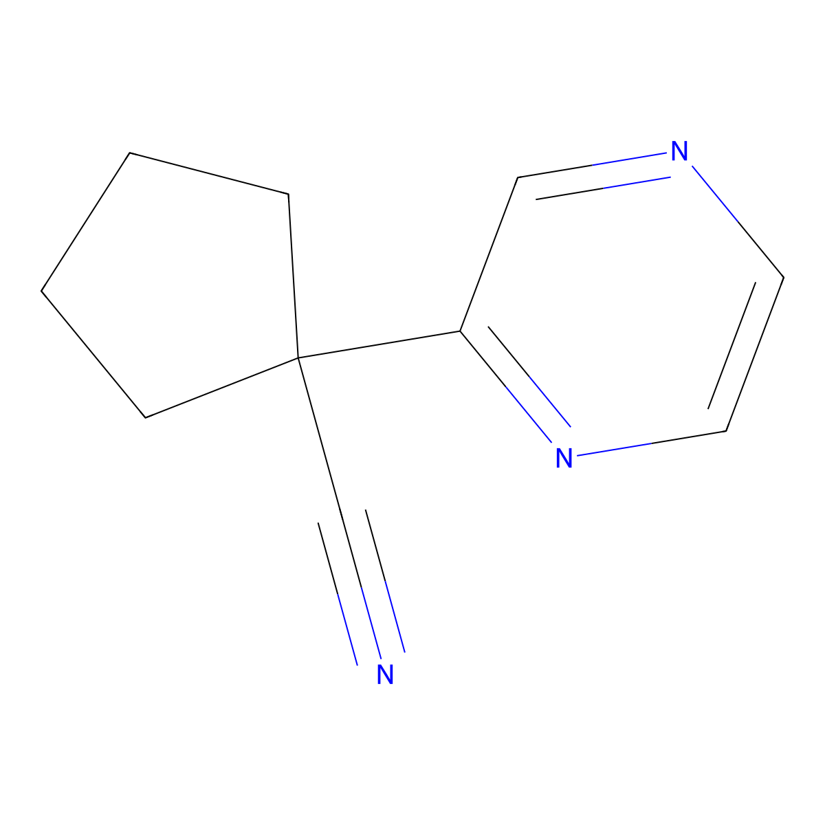 1-(Pyrazin-2-yl)cyclopentane-1-carbonitrile molecular structure, CAS 1870018-67-9
