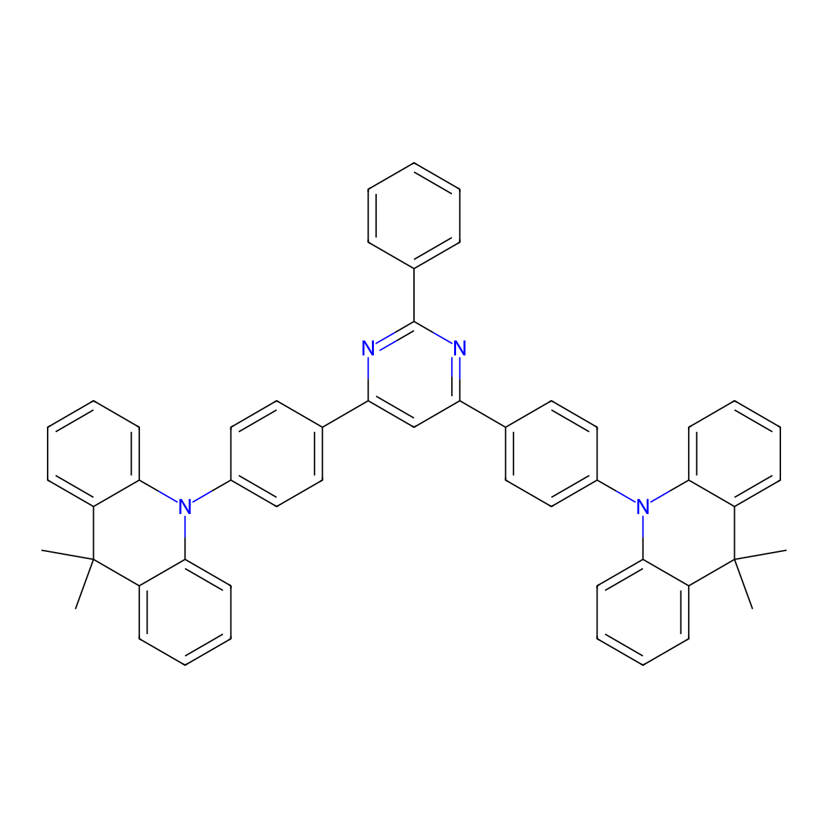 2-Phenyl-4,6-bis[4-(9,9-dimethyl-9,10-dihydroacridine)phenyl] pyrimidine molecular structure, CAS 1870041-75-0