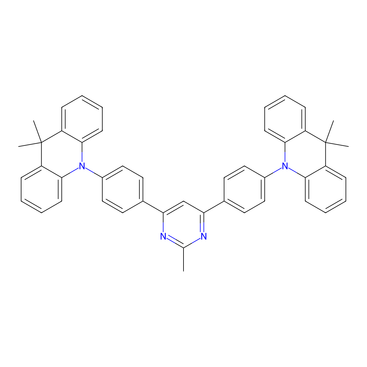 2-Methyl-4,6-bis[4-(9,9-dimethyl-9,10-dihydroacridine)phenyl] pyrimidine molecular structure, CAS 1870041-76-1