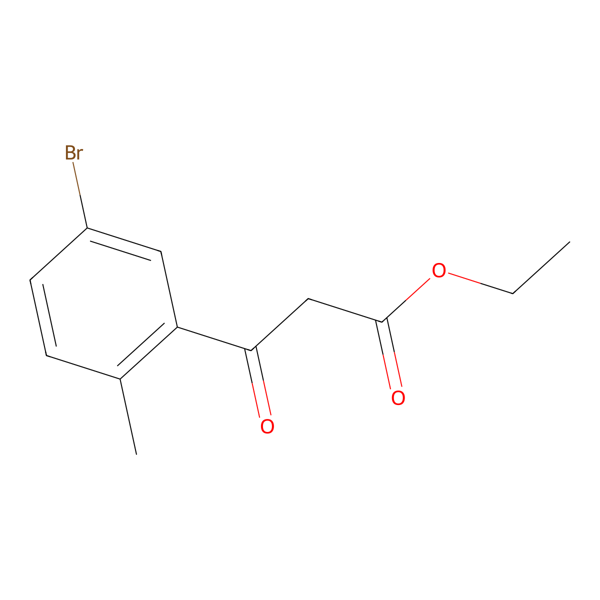 Ethyl 3-(5-bromo-2-methylphenyl)-3-oxopropanoate molecular structure, CAS 1870158-94-3