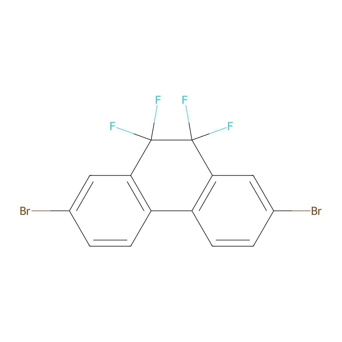 2,7-Dibromo-9,9,10,10-tetrafluoro-9,10-dihydrophenanthrene molecular structure, CAS 187023-89-8
