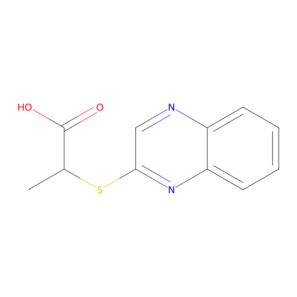 2-(2-Quinoxalinylsulfanyl)propanoic acid molecular structure, CAS 187028-75-7