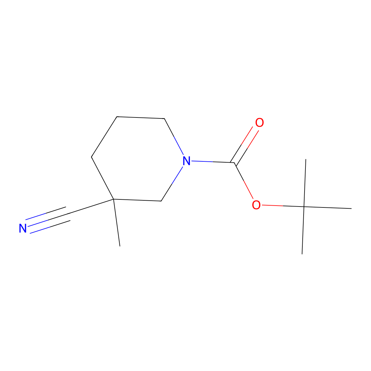 Tert-butyl 3-cyano-3-methylpiperidine-1-carboxylate molecular structure, CAS 1870299-47-0