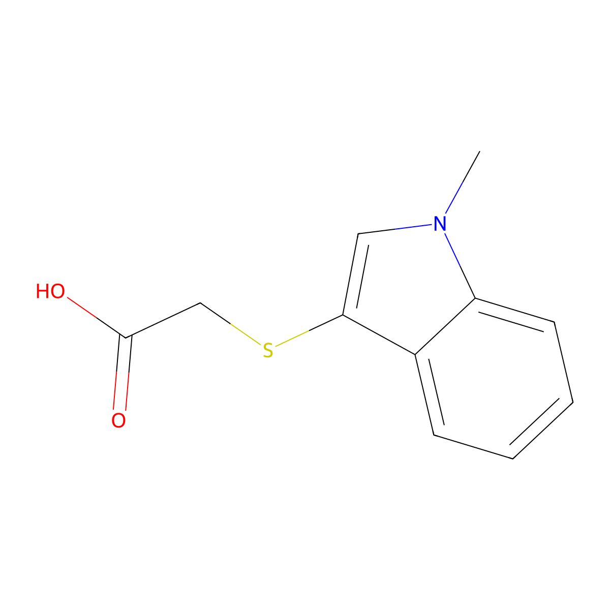 [(1-methyl-1H-indol-3-yl)thio]acetic acid molecular structure, CAS 187030-12-2