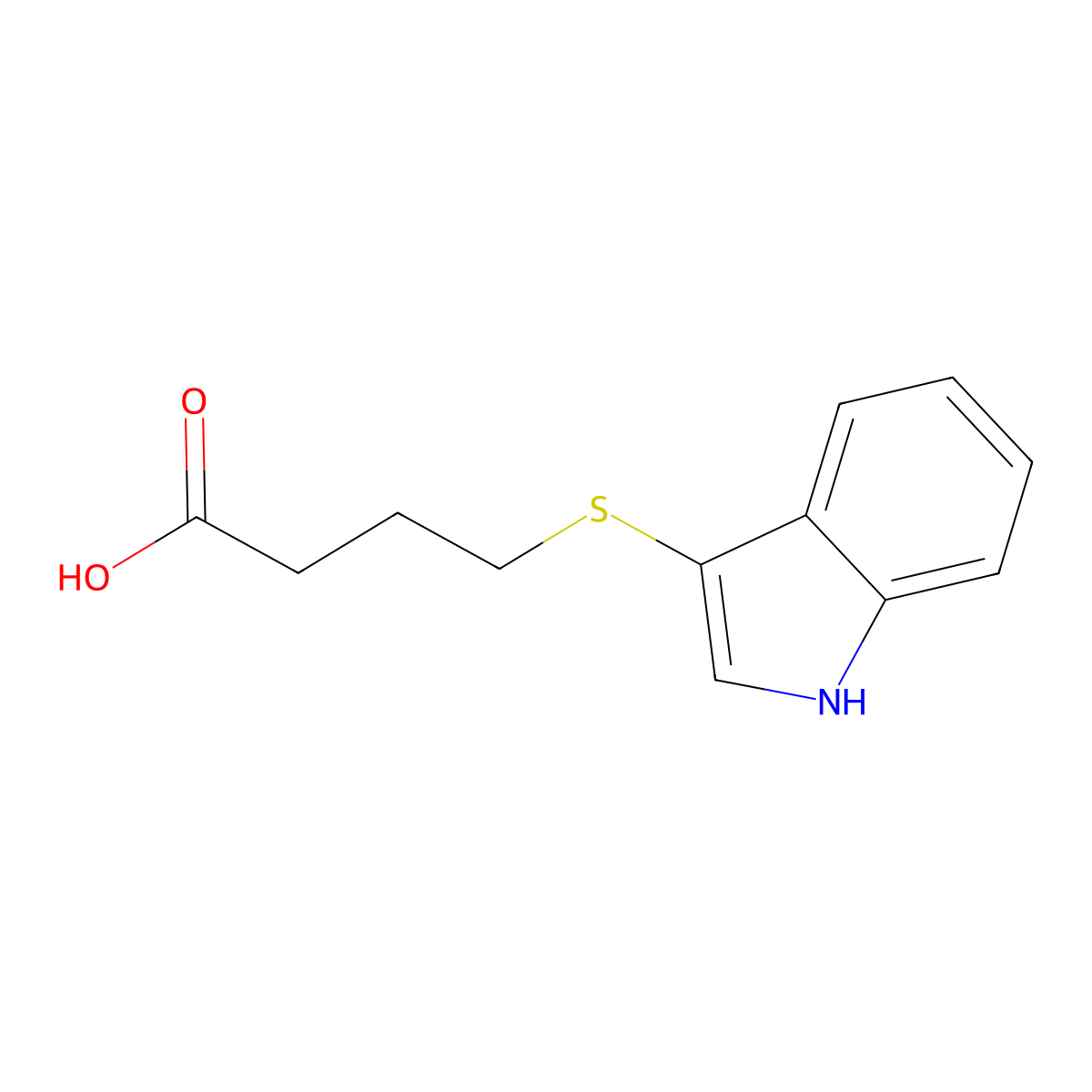 4-(1H-Indol-3-ylthio)butanoic acid molecular structure, CAS 187030-13-3