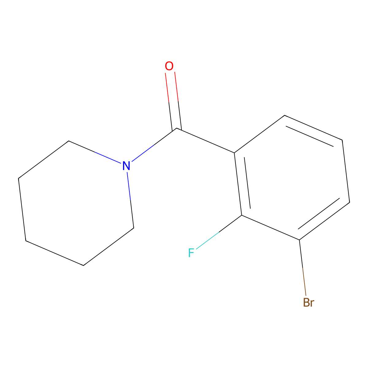 (3-Bromo-2-fluoro-phenyl)-piperidin-1-yl-methanone molecular structure, CAS 1870326-28-5