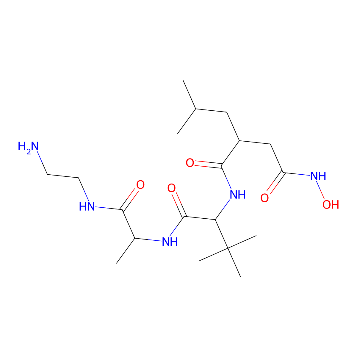 N1-((S)-1-(((S)-1-((2-aminoethyl)amino)-1-oxopropan-2-yl)amino)-3,3-dimethyl-1-oxobutan-2-yl)-N4-hydroxy-2-isobutylsuccinamide molecular structure, CAS 187034-31-7