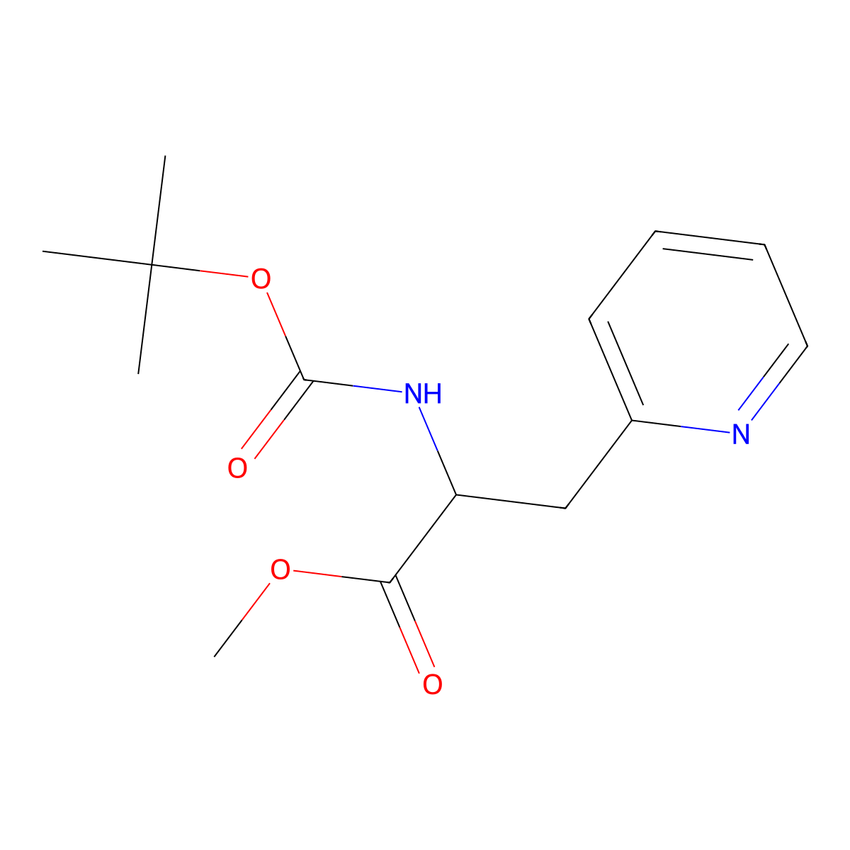 methyl (2S)-2-{[(tert-butoxy)carbonyl]amino}-3-(pyridin-2-yl)propanoate molecular structure, CAS 187035-35-4