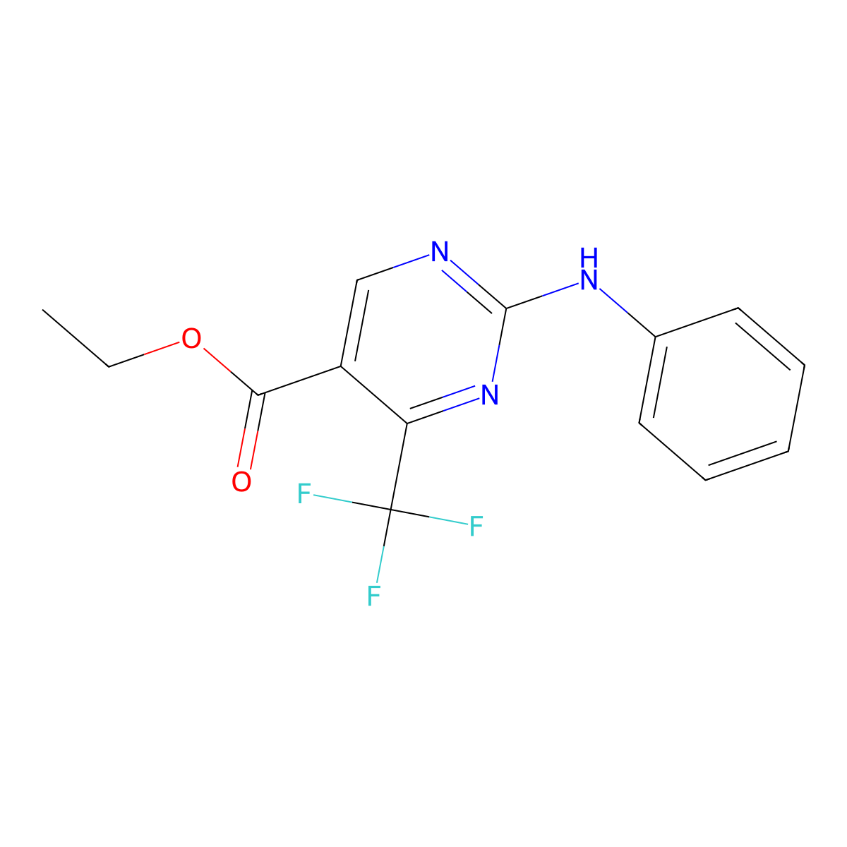 Ethyl 2-(phenylamino)-4-(trifluoromethyl)pyrimidine-5-carboxylate molecular structure, CAS 187035-92-3