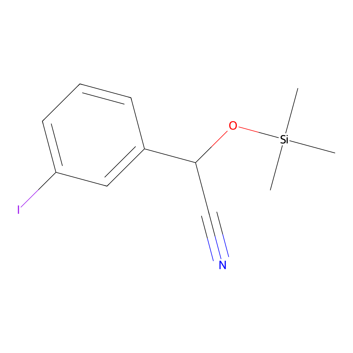 2-(3-Iodophenyl)-2-[(trimethylsilyl)oxy]acetonitrile molecular structure, CAS 1870359-43-5