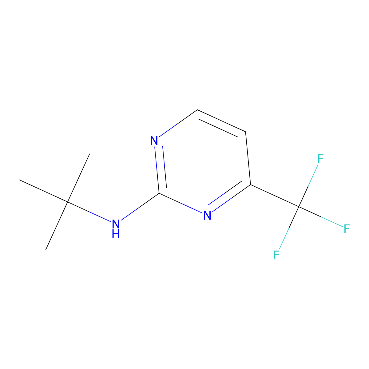 N-tert-butyl-4-(trifluoromethyl)pyrimidin-2-amine molecular structure, CAS 1870359-58-2