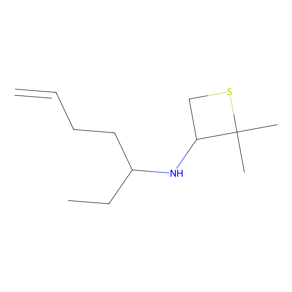 N-(Hept-6-en-3-yl)-2,2-dimethylthietan-3-amine molecular structure, CAS 1870384-63-6