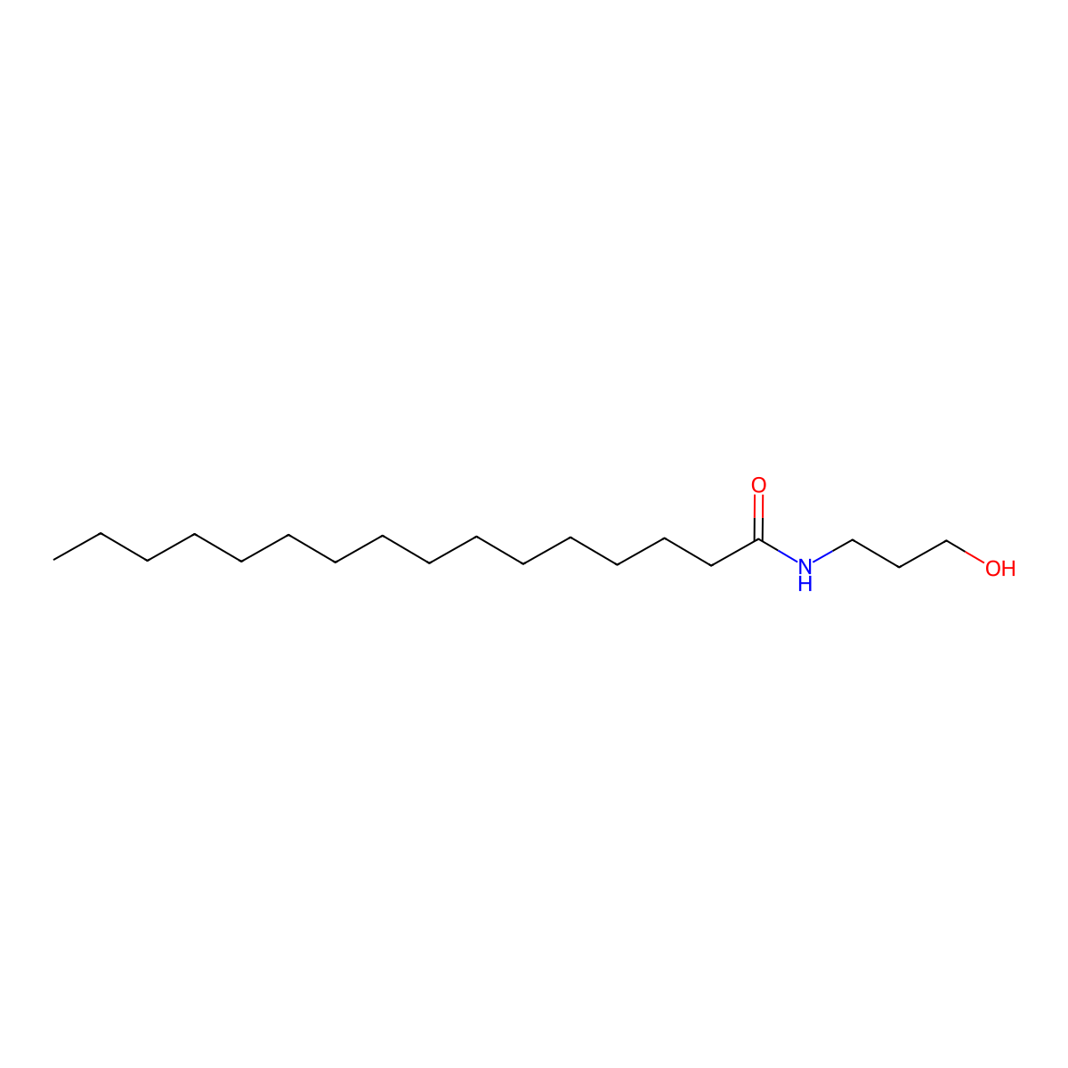 N-(3-hydroxypropyl)hexadecanamide molecular structure, CAS 18704-66-0