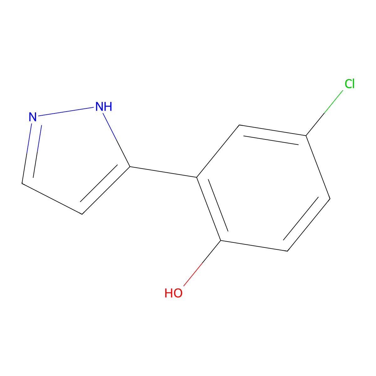 4-Chloro-2-(1H-pyrazol-3-yl)phenol molecular structure, CAS 18704-67-1