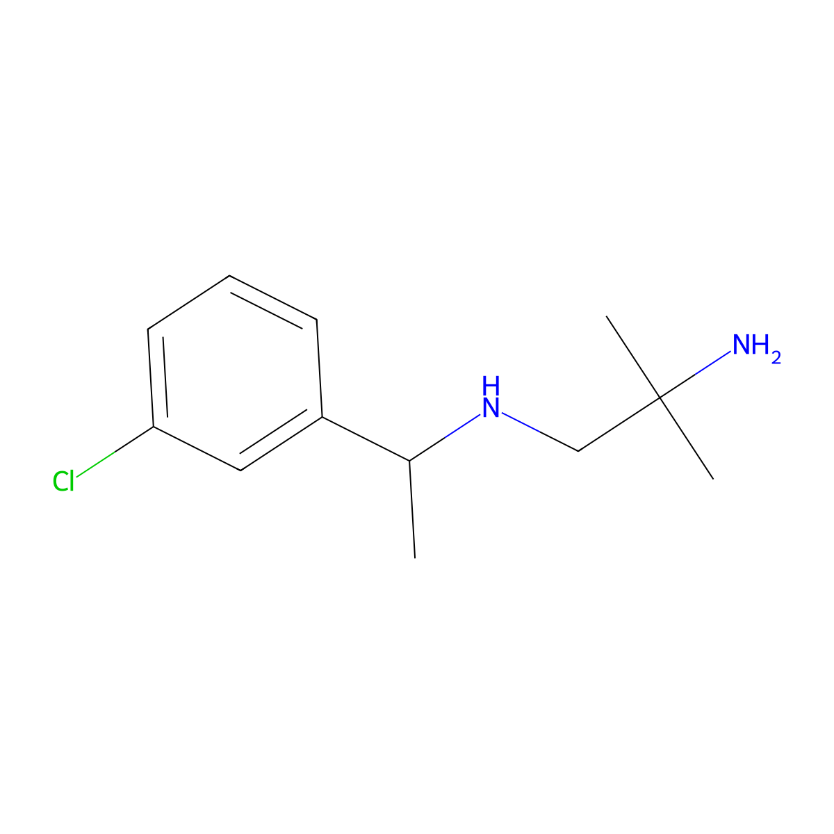 (2-Amino-2-methylpropyl)[1-(3-chlorophenyl)ethyl]amine molecular structure, CAS 1870453-93-2