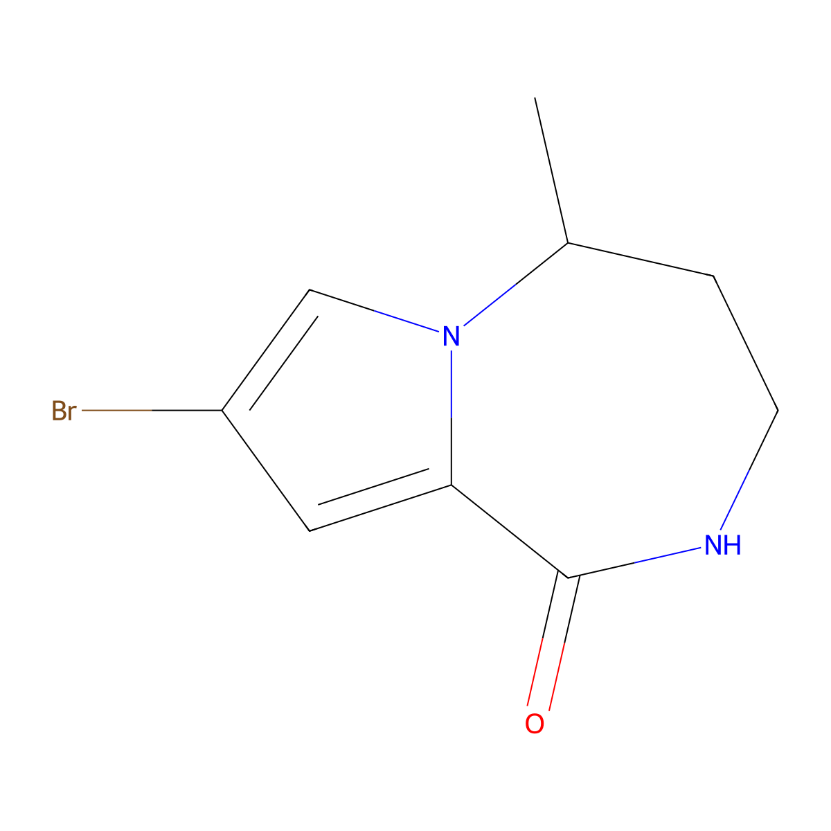 8-Bromo-5-methyl-1h,2h,3h,4h,5h-pyrrolo[1,2-a][1,4]diazepin-1-one molecular structure, CAS 1870471-98-9