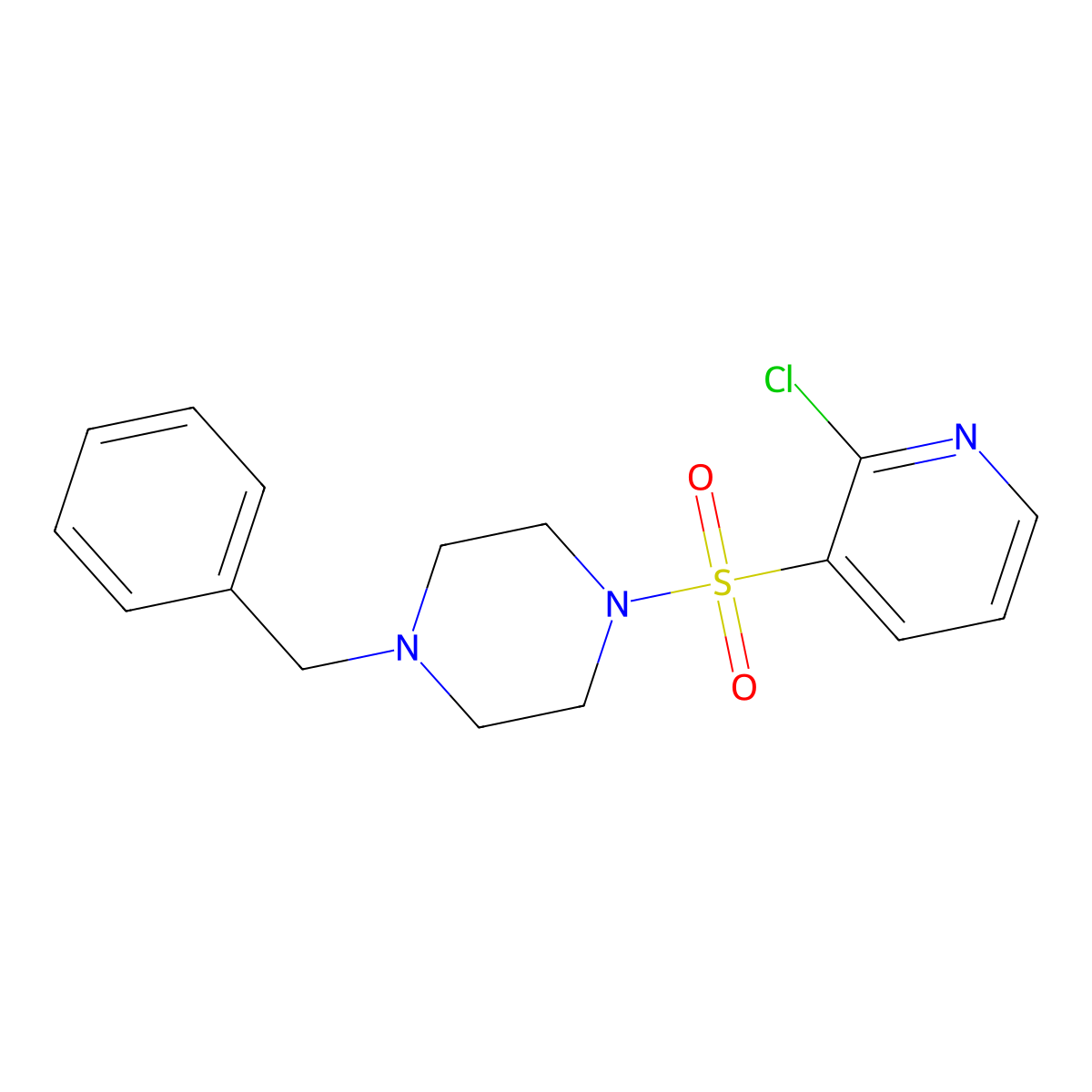 1-Benzyl-4-((2-chloropyridin-3-yl)sulfonyl)piperazine molecular structure, CAS 1870476-06-4