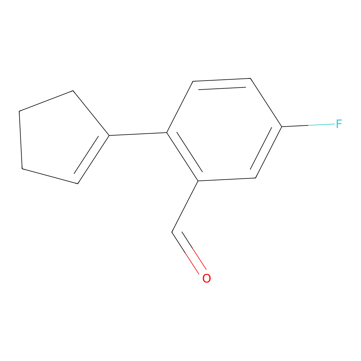 2-(1-Cyclopenten-1-yl)-5-fluorobenzaldehyde molecular structure, CAS 1870499-33-4