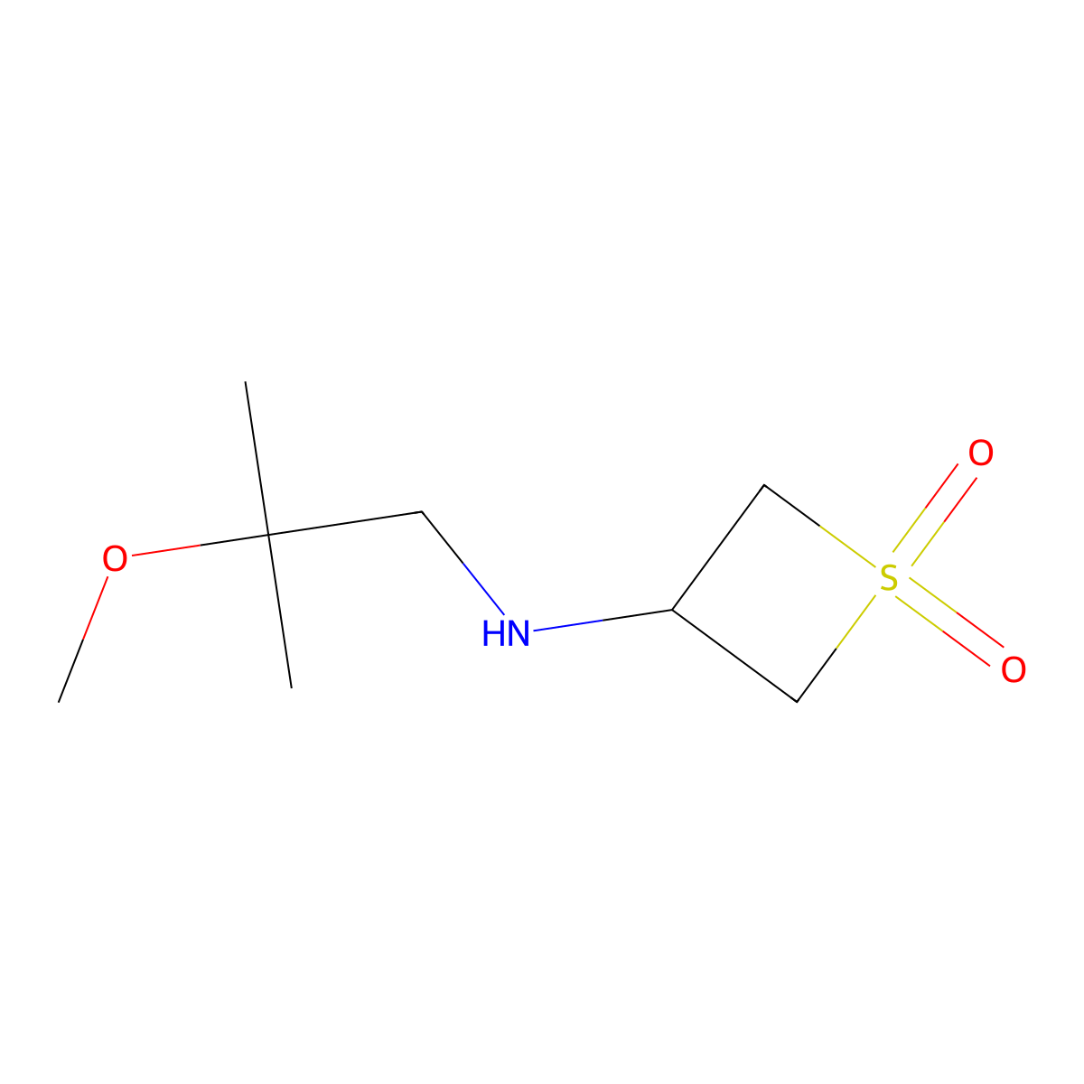 3-((2-Methoxy-2-methylpropyl)amino)thietane 1,1-dioxide molecular structure, CAS 1870528-03-2