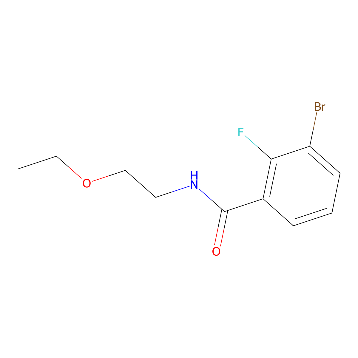 3-Bromo-N-(2-ethoxyethyl)-2-fluorobenzamide molecular structure, CAS 1870543-54-6