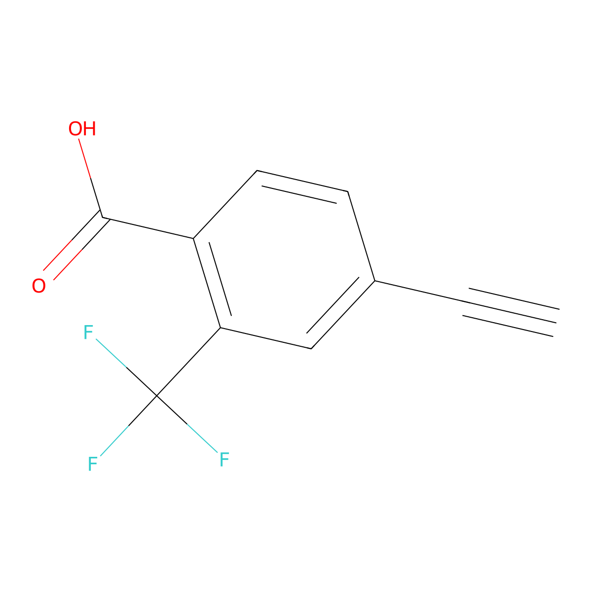 4-Ethynyl-2-(trifluoromethyl)benzoic acid molecular structure, CAS 1870544-71-0