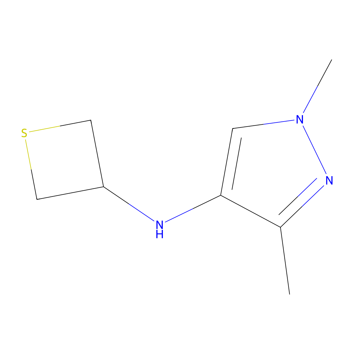 1,3-Dimethyl-N-(thietan-3-yl)-1H-pyrazol-4-amine molecular structure, CAS 1870588-81-0