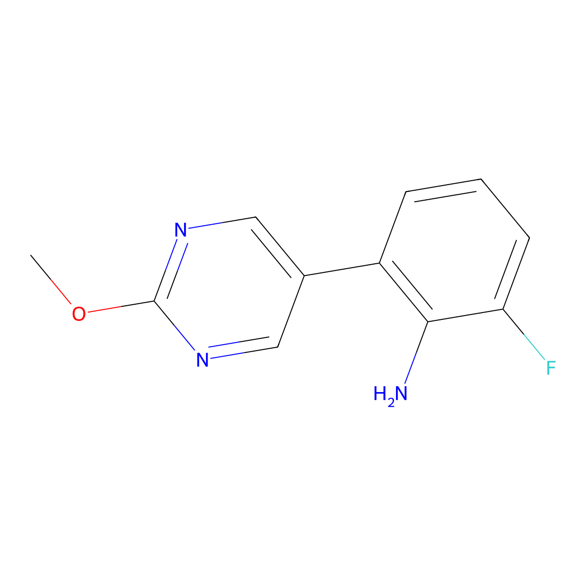 2-Fluoro-6-(2-methoxypyrimidin-5-yl)aniline molecular structure, CAS 1870592-70-3