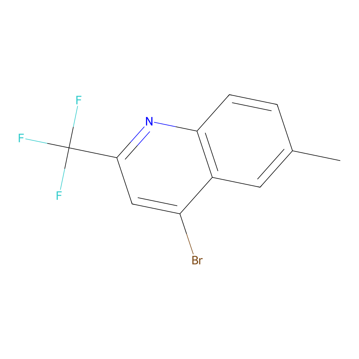 4-Bromo-6-methyl-2-(trifluoromethyl)quinoline molecular structure, CAS 18706-27-9